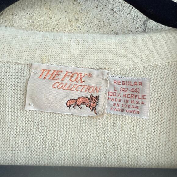 Vtg 70s Cardigan Sweater Preppy Grandpacore USA Made Button Front Knit Mens L - Picture 6 of 8